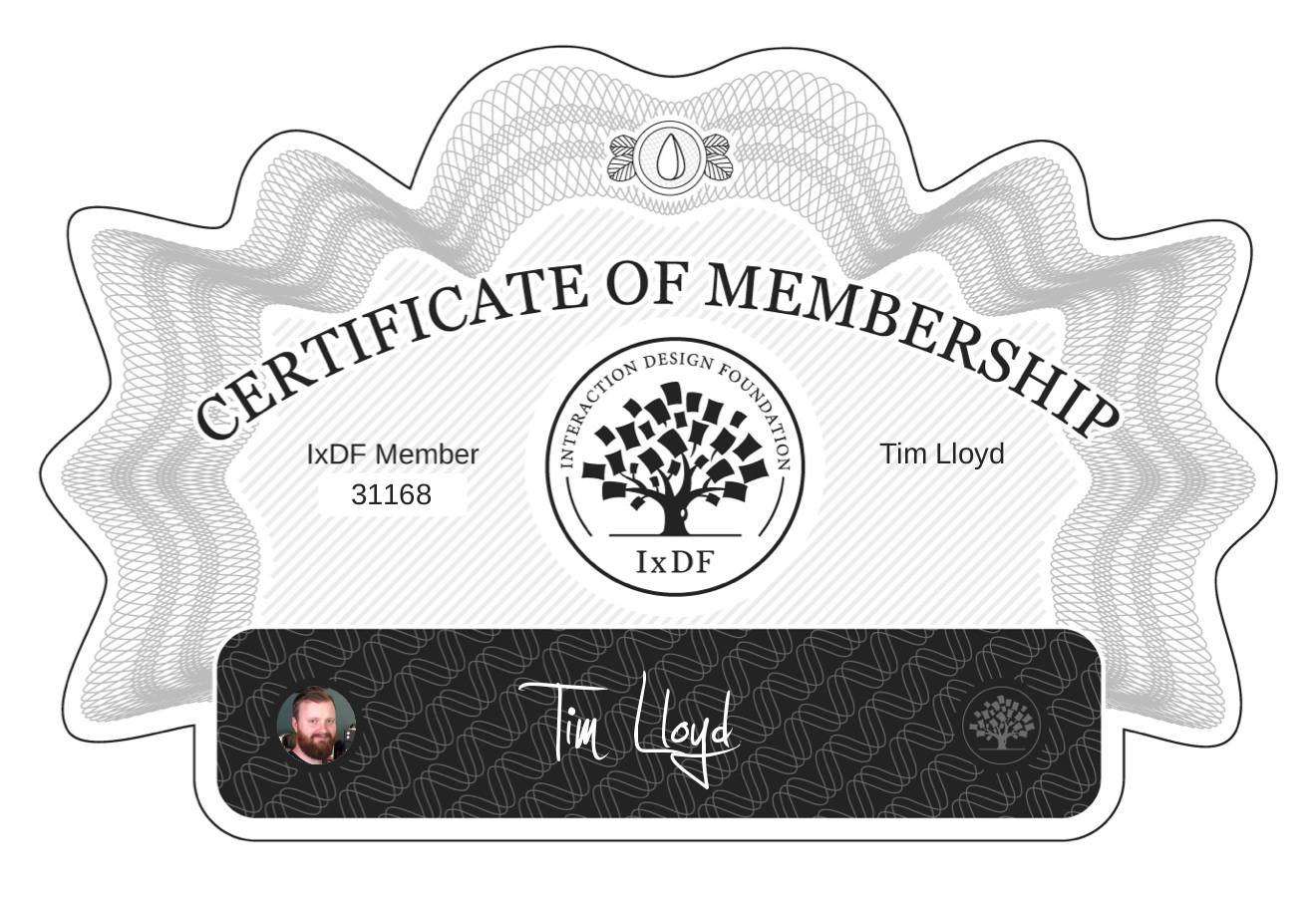 Certificate of Membership – Tim Lloyd