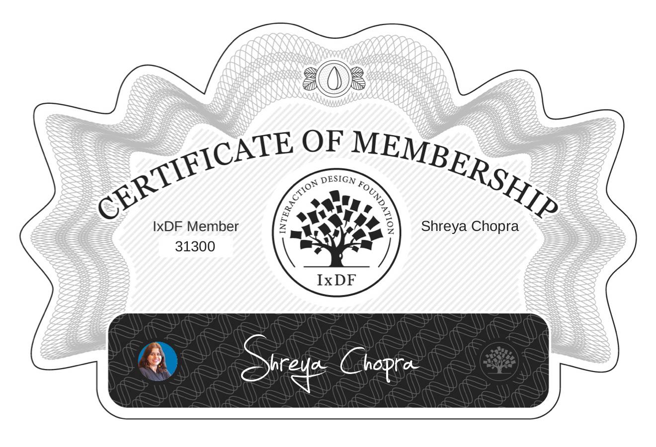 Certificate of Membership – Shreya Chopra
