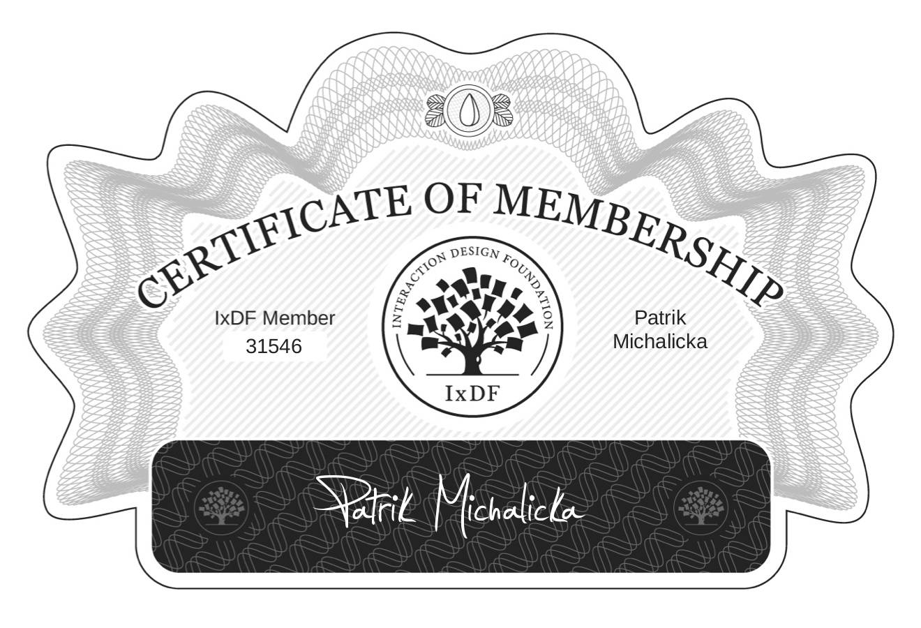 Certificate of Membership – Patrik Michalicka