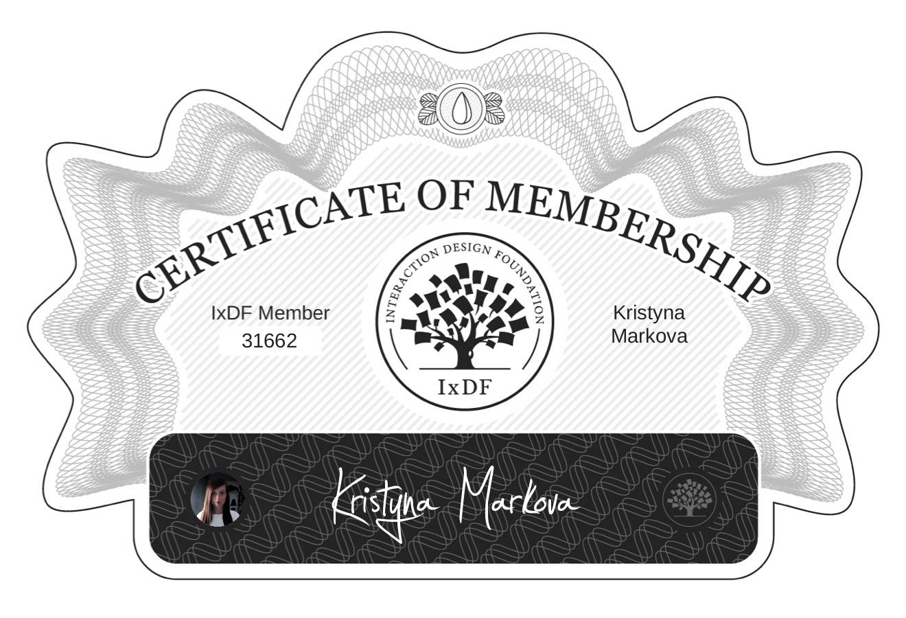 Certificate of Membership – Kristyna Markova
