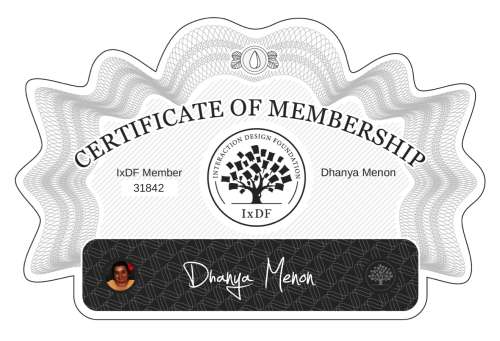 Certificate of Membership – Dhanya Menon