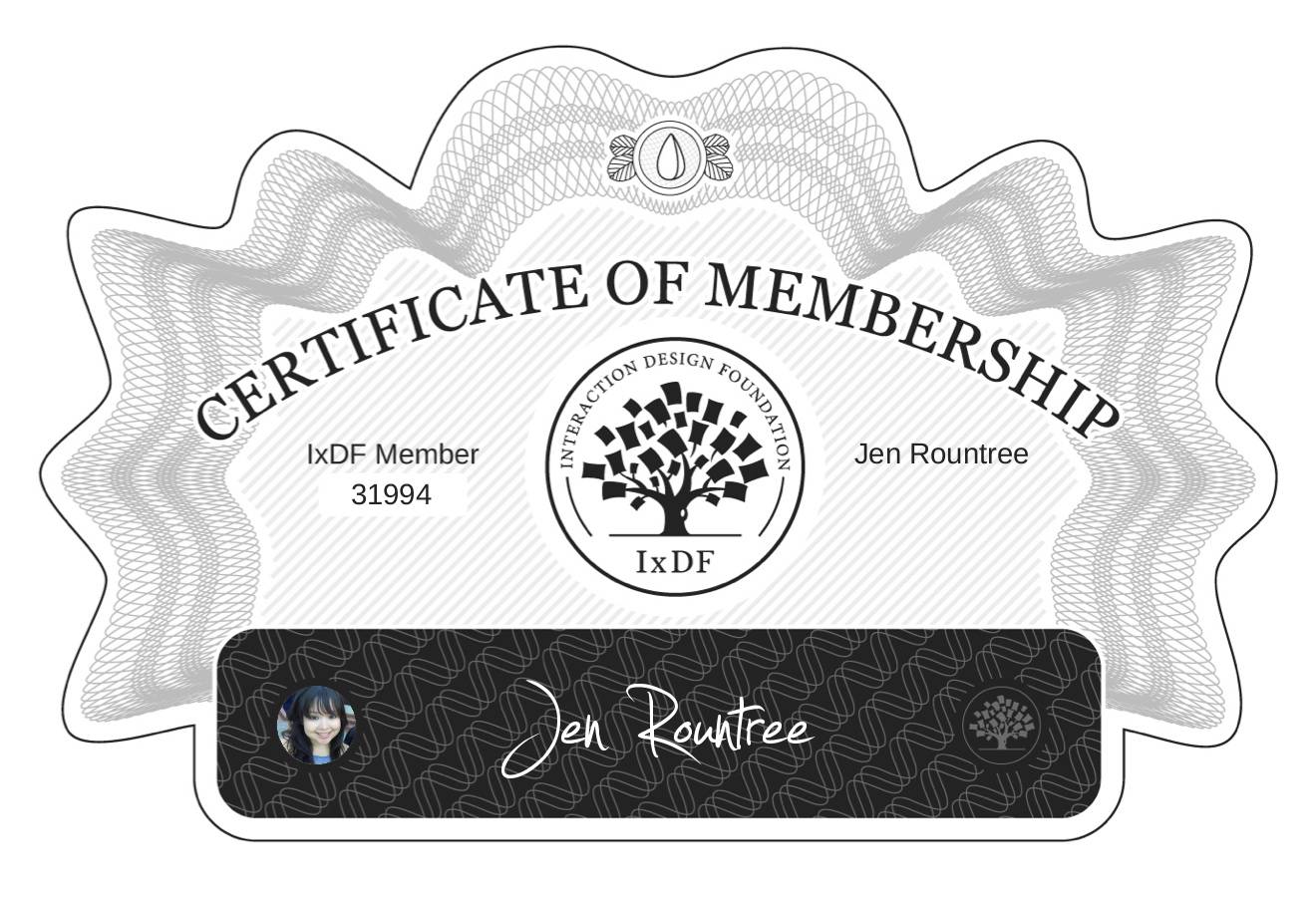 Certificate of Membership – Jen Rountree