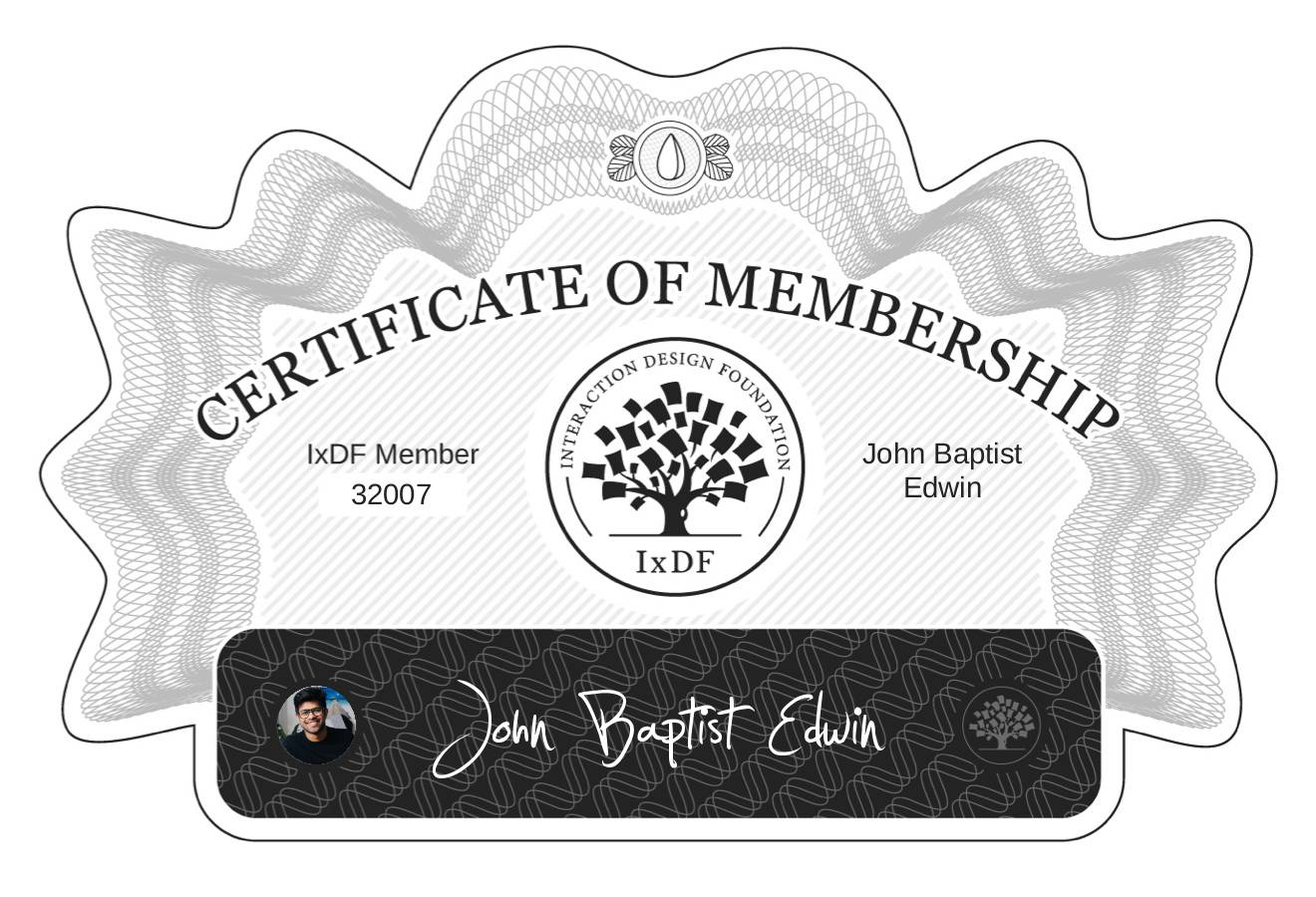 Certificate of Membership – John Baptist Edwin
