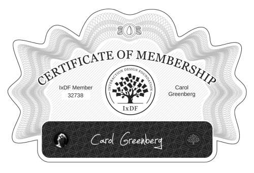 Certificate of Membership – Carol Greenberg