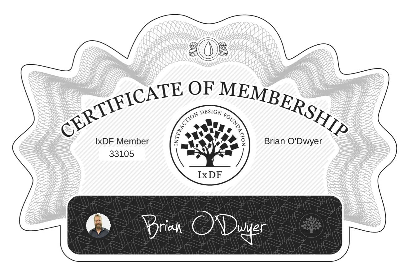 Certificate of Membership – Brian O'Dwyer