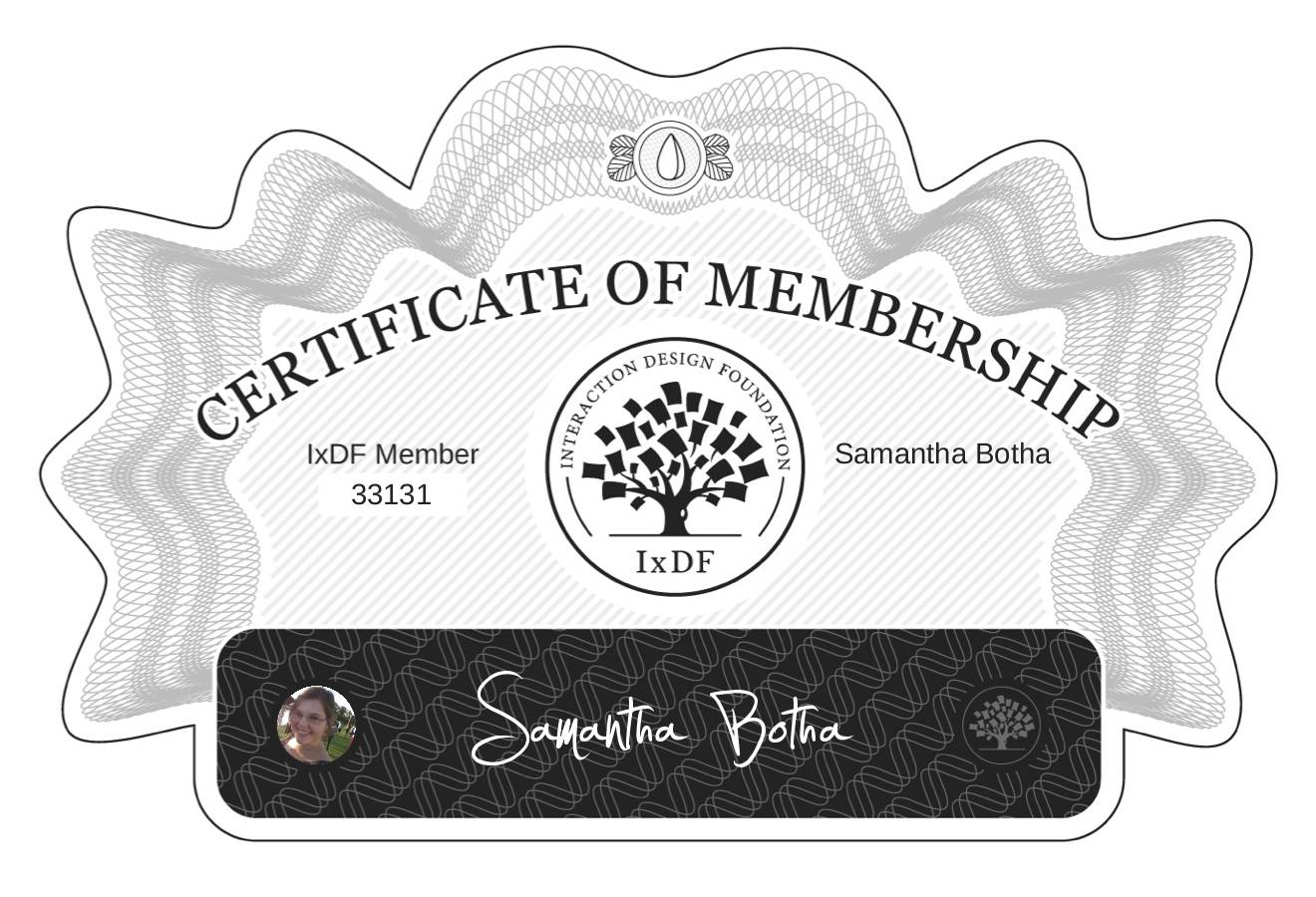 Certificate of Membership – Samantha Botha