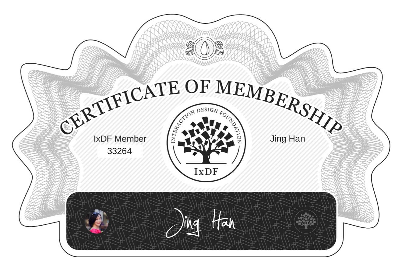 Certificate of Membership – Jing Han