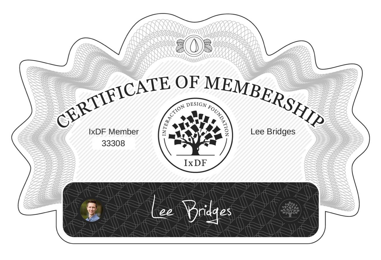 Certificate of Membership – Lee Bridges