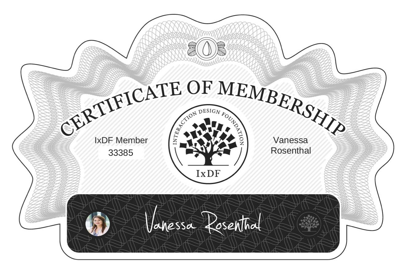 Certificate of Membership – Vanessa Rosenthal