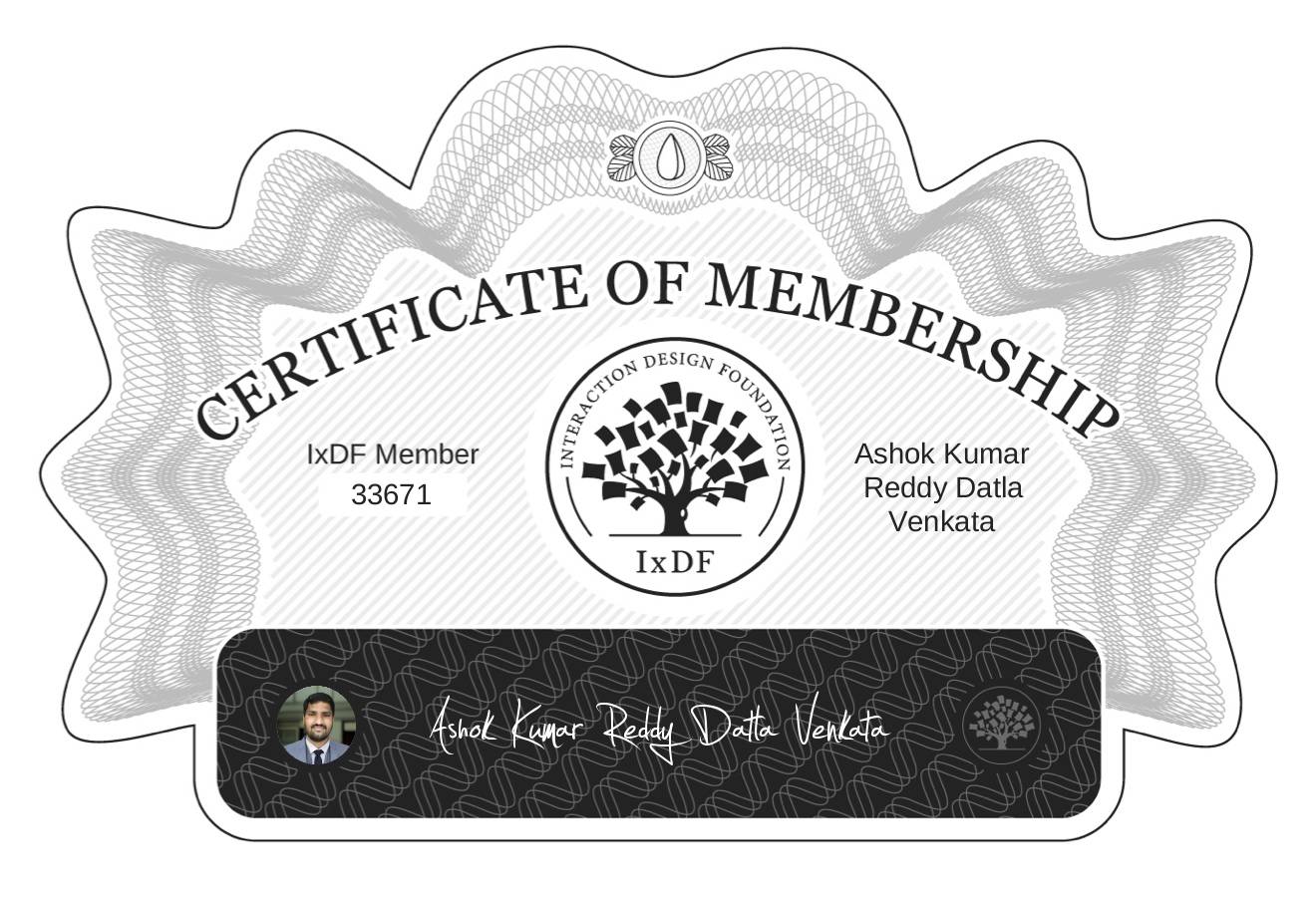 Certificate of Membership – Ashok Kumar Reddy Datla Venkata
