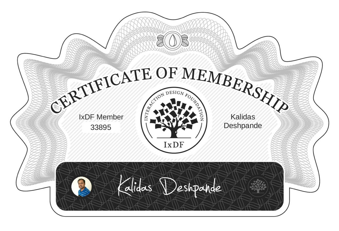 Certificate of Membership – Kalidas Deshpande
