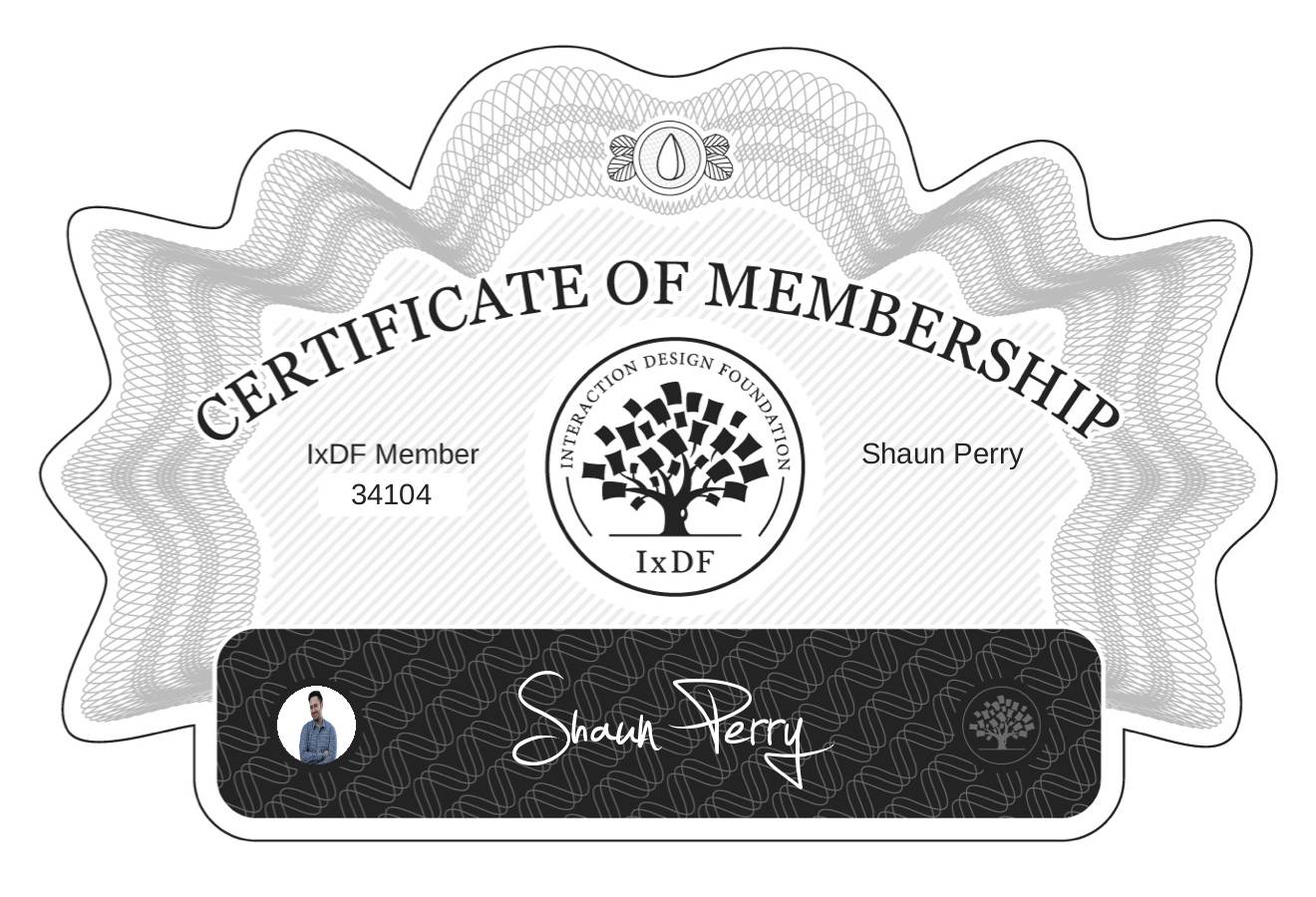 Certificate of Membership – Shaun Perry