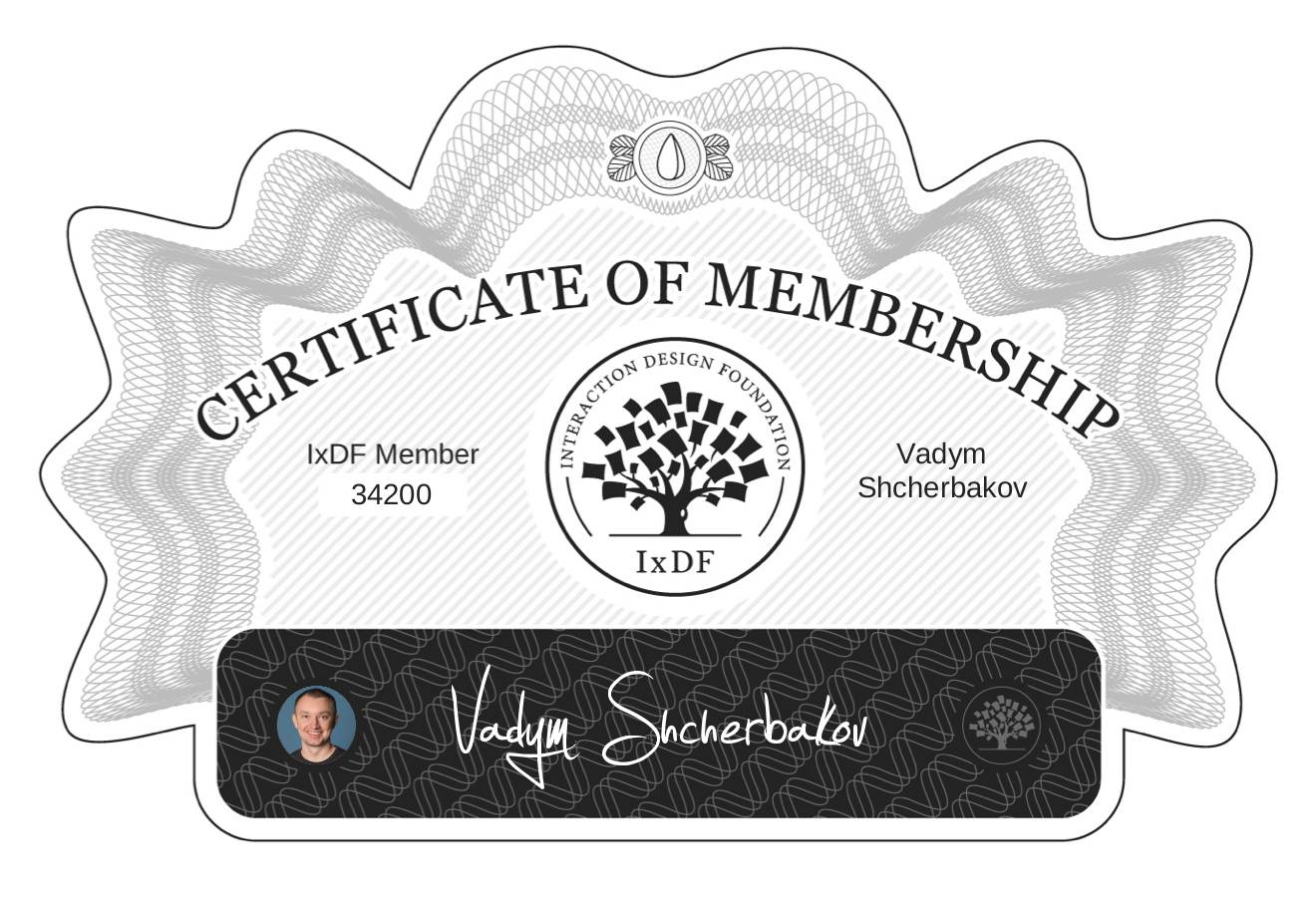 Certificate of Membership – Vadym Shcherbakov
