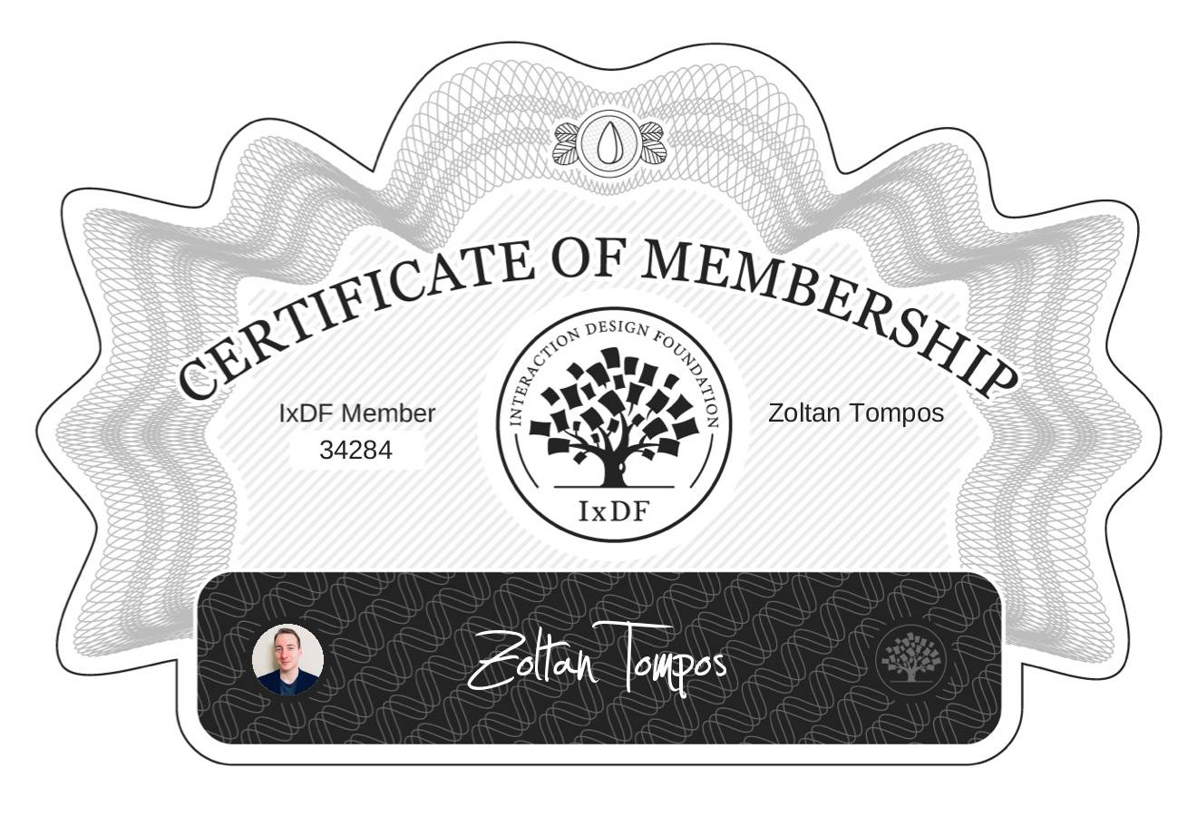Certificate of Membership – Zoltan Tompos