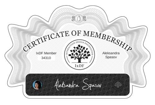 Certificate of Membership – Aleksandra Spasov