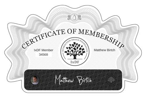 Certificate of Membership – Matthew Birtch