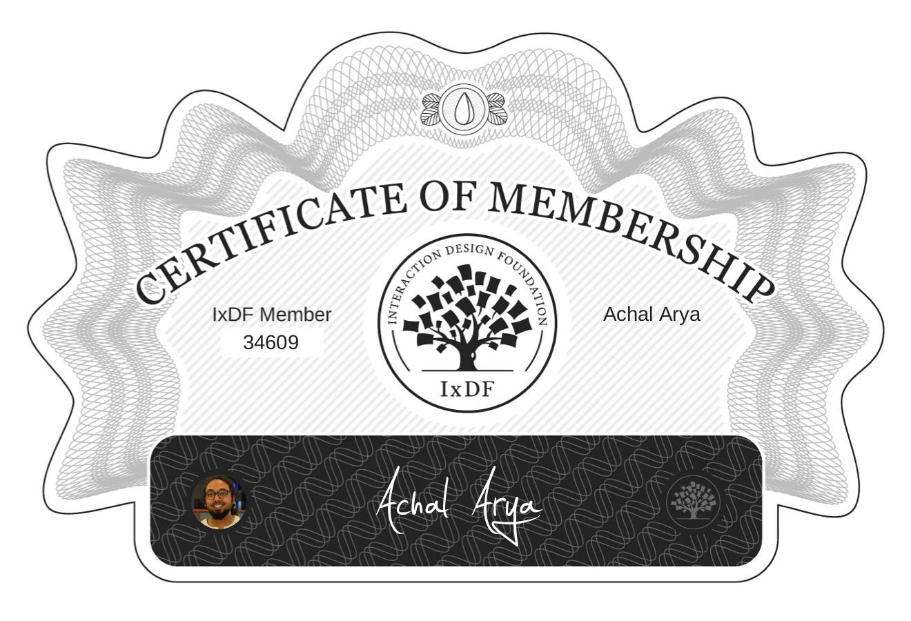 Certificate of Membership – Achal Arya