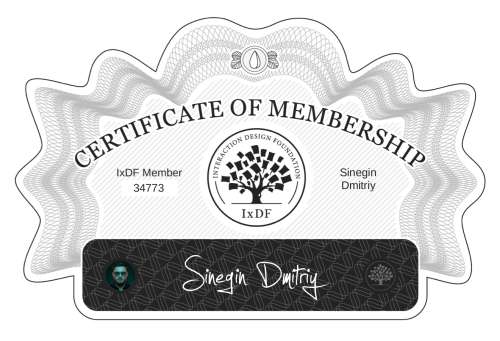 Certificate of Membership – Sinegin Dmitriy