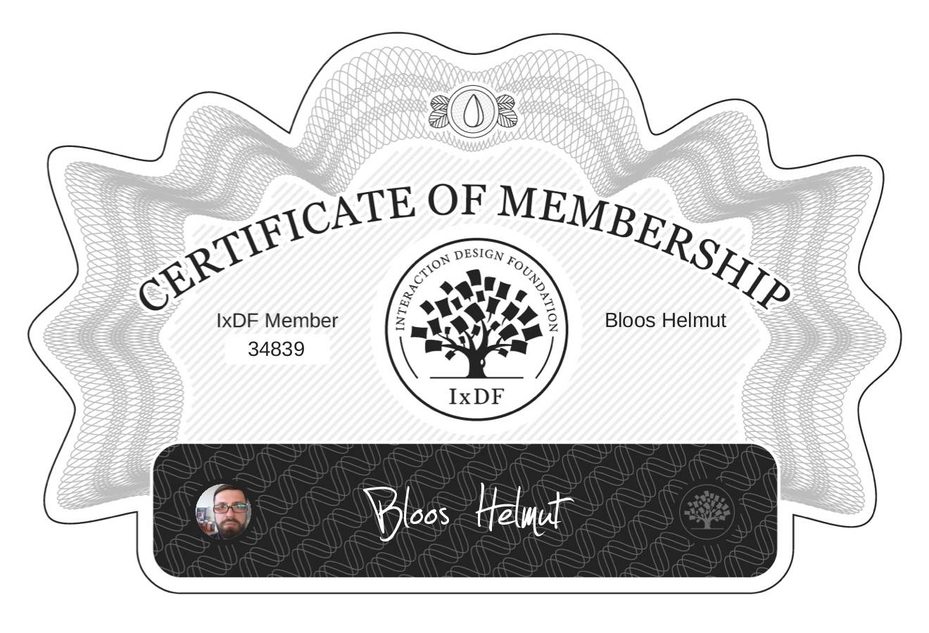 Certificate of Membership – Bloos Helmut