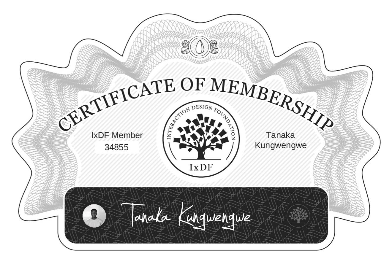 Certificate of Membership – Tanaka Kungwengwe