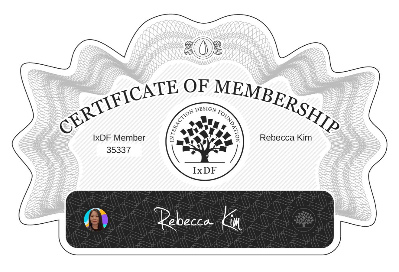 Certificate of Membership – Rebecca Kim