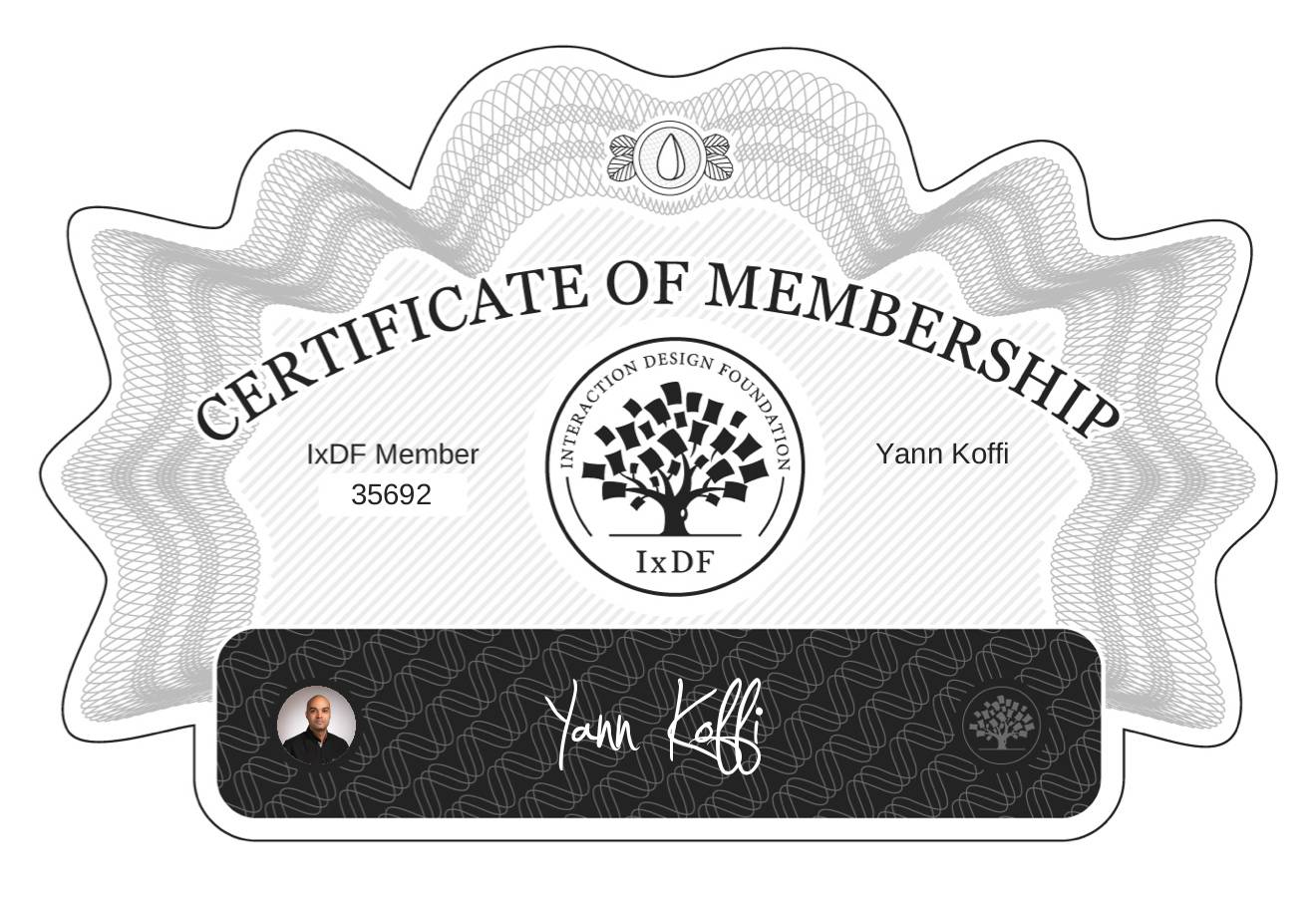 Certificate of Membership – Yann Koffi