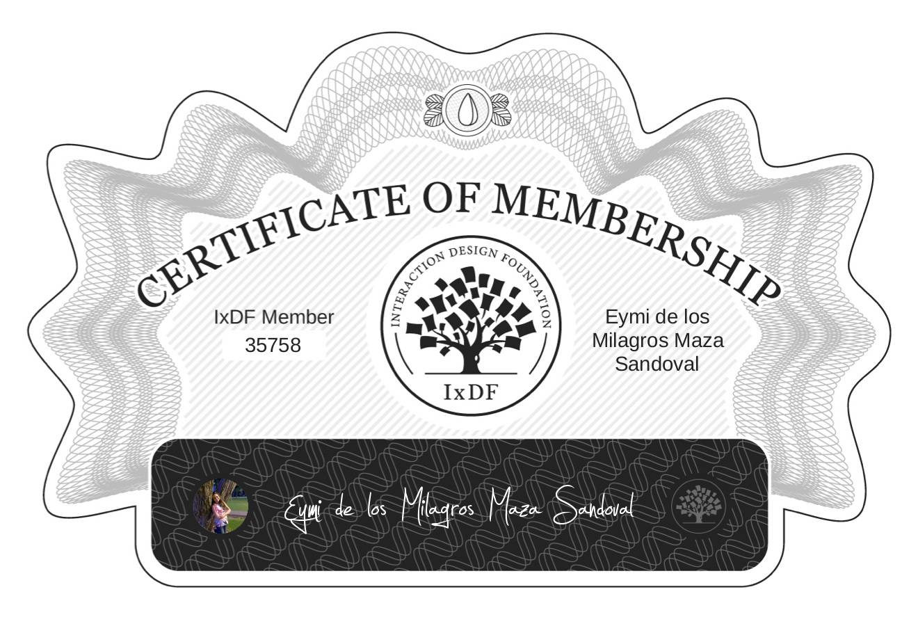 Certificate of Membership – Eymi de los Milagros Maza Sandoval