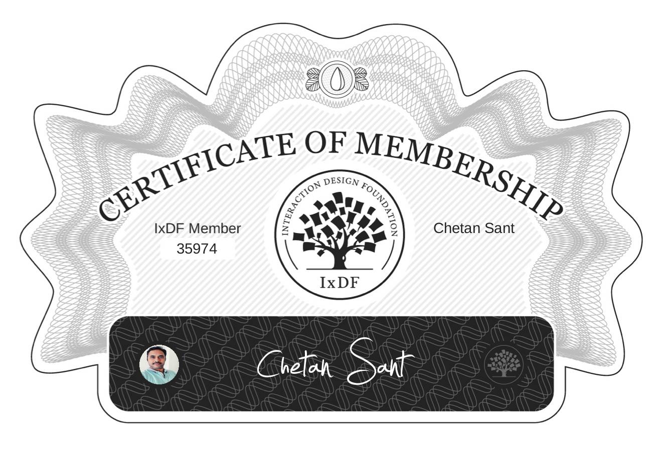 Certificate of Membership – Chetan Sant