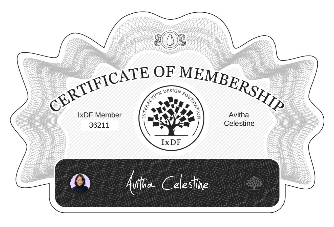 Certificate of Membership – Avitha Celestine