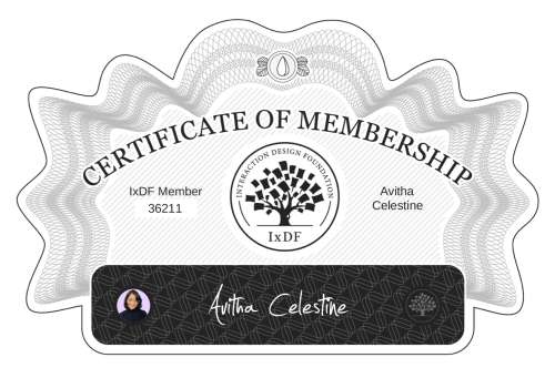 Certificate of Membership – Avitha Celestine