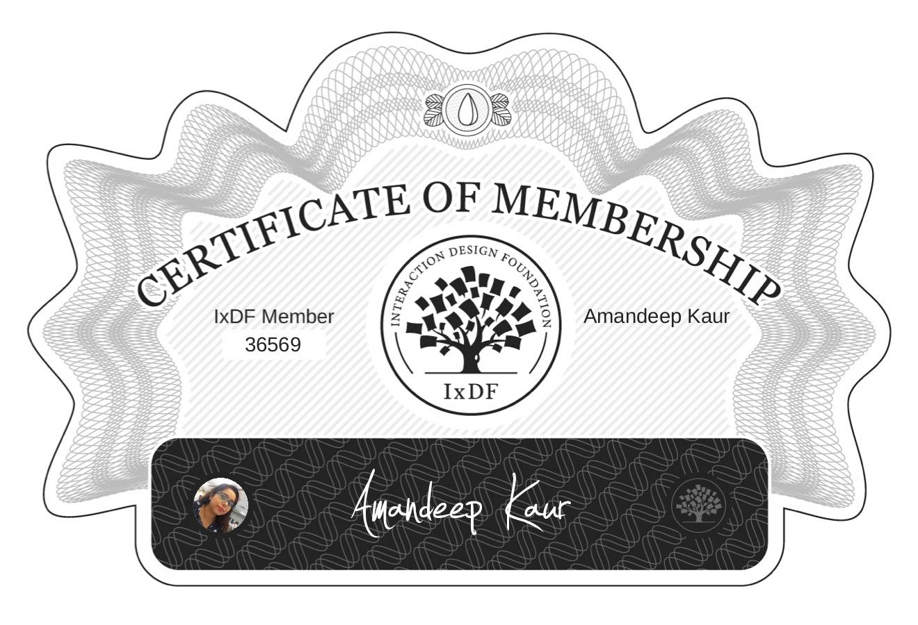 Certificate of Membership – Amandeep Kaur