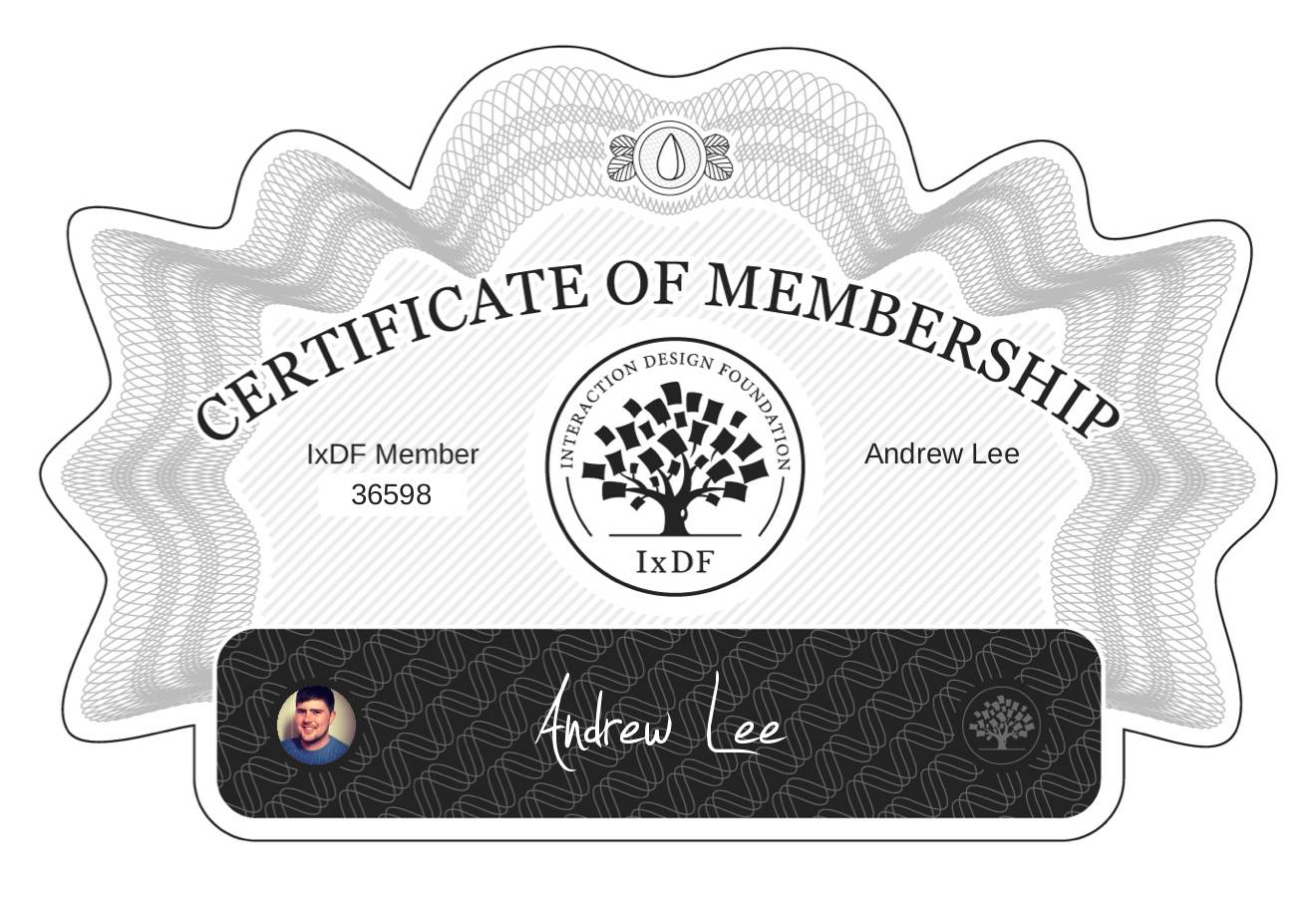 Certificate of Membership – Andrew Lee