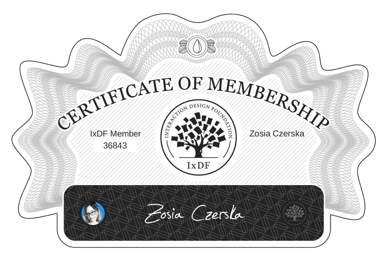 Certificate of Membership – Zosia Czerska