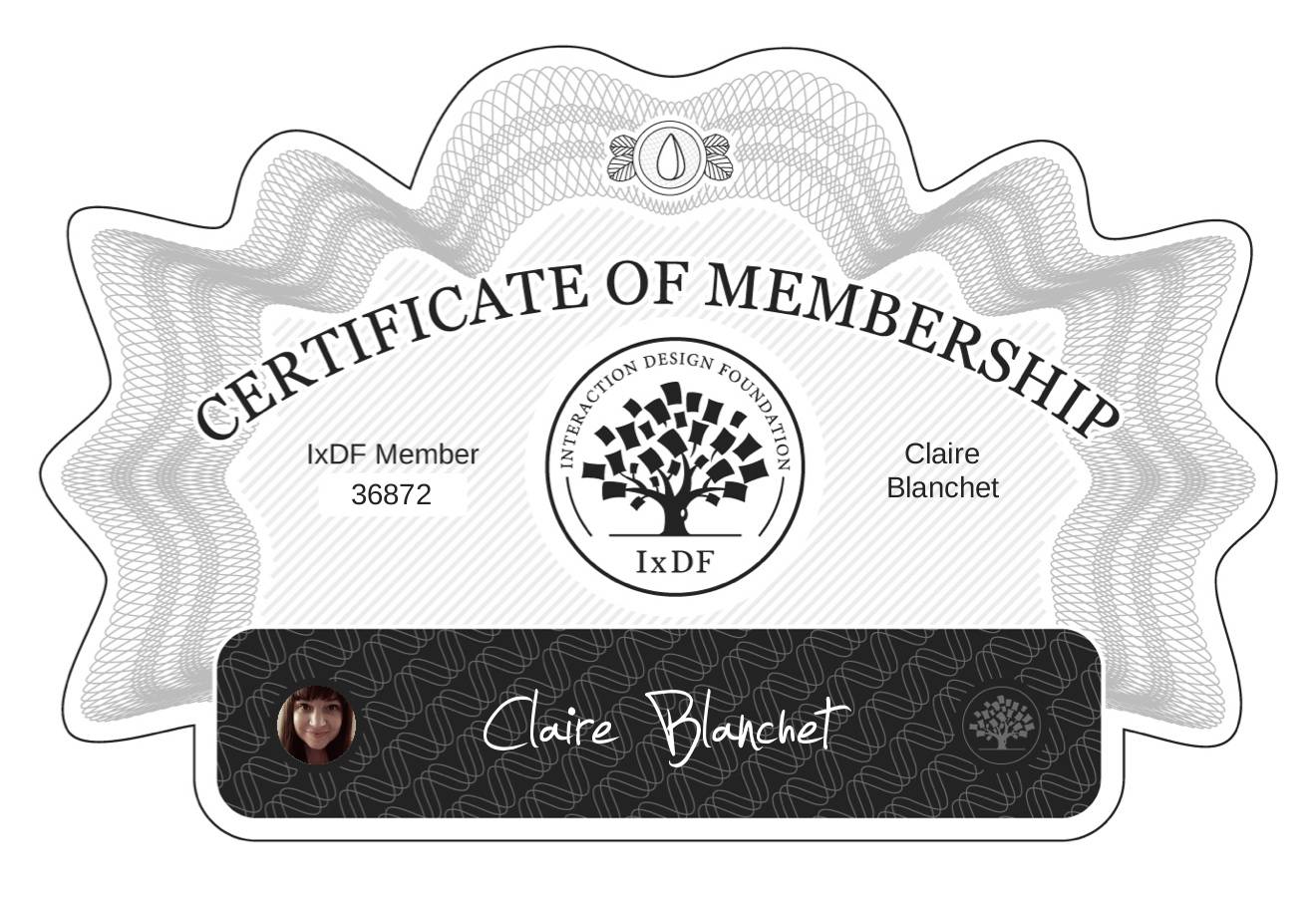 Certificate of Membership – Claire Blanchet