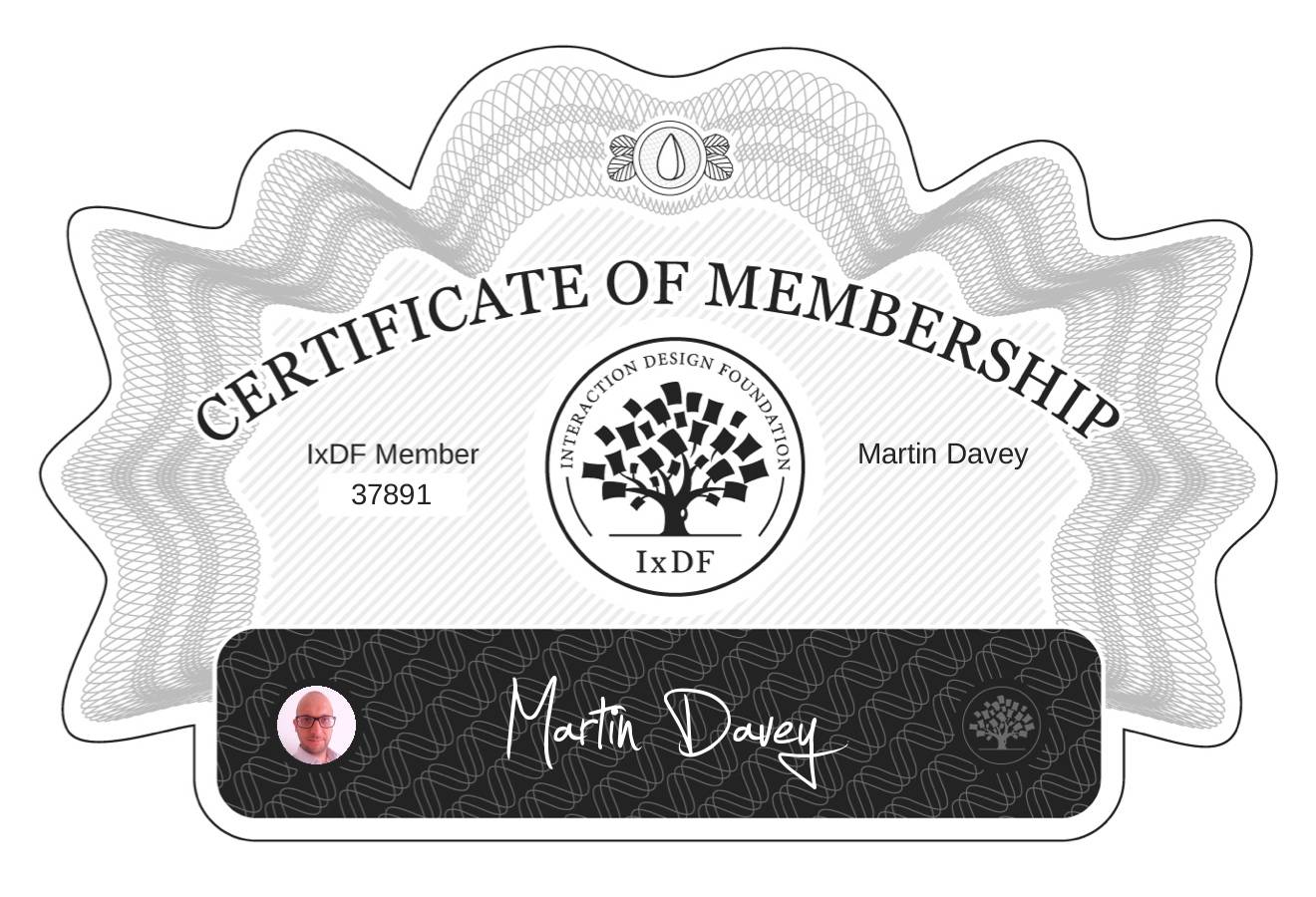 Certificate of Membership – Martin Davey