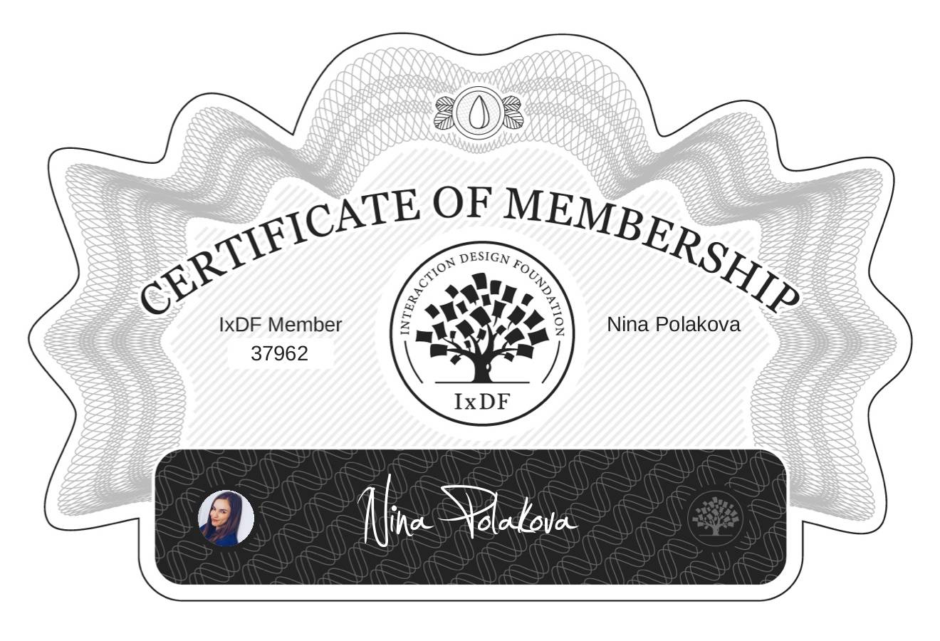 Certificate of Membership – Nina Polakova