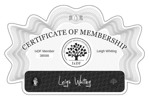 Certificate of Membership – Leigh Whiting