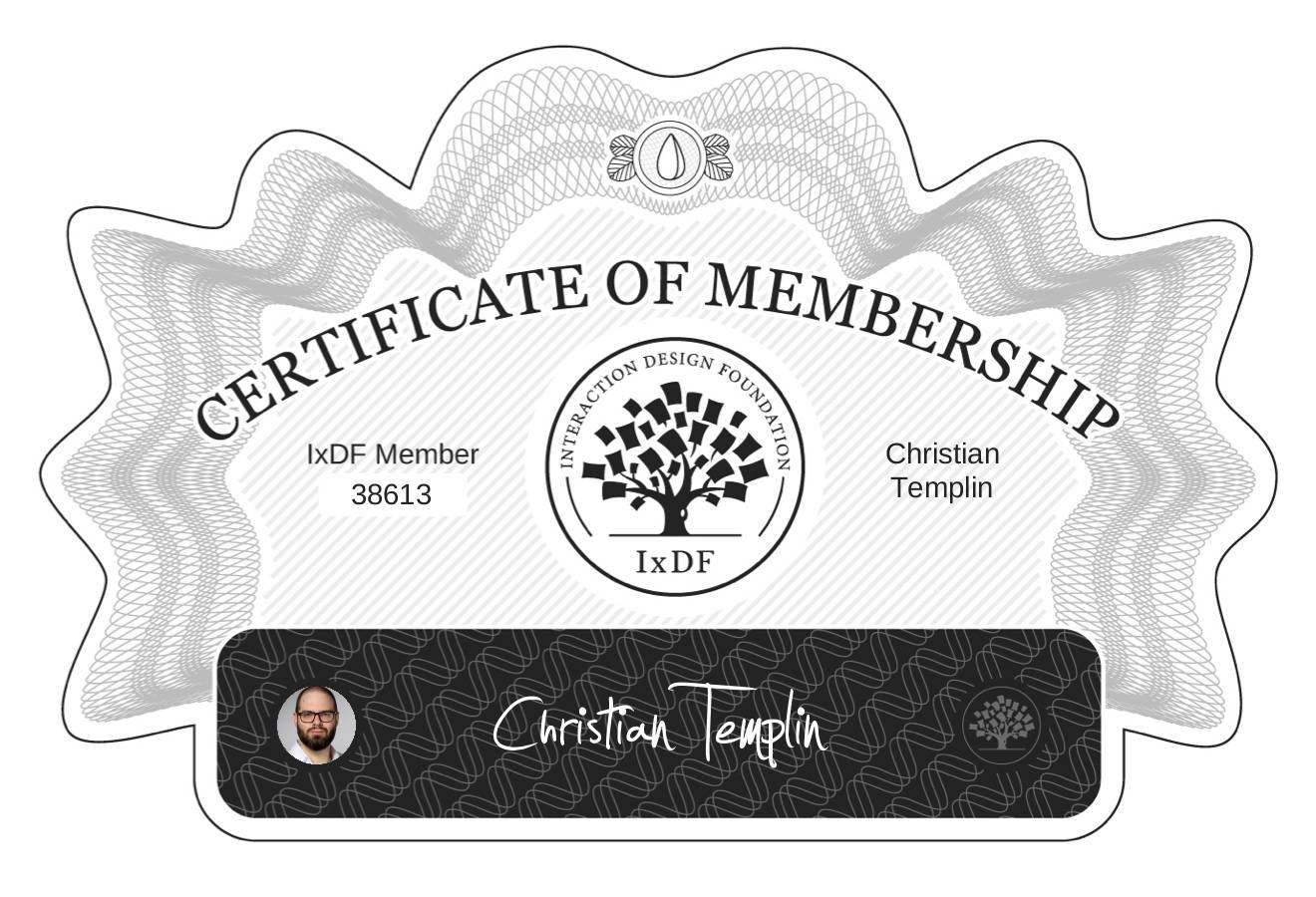 Certificate of Membership – Christian Templin