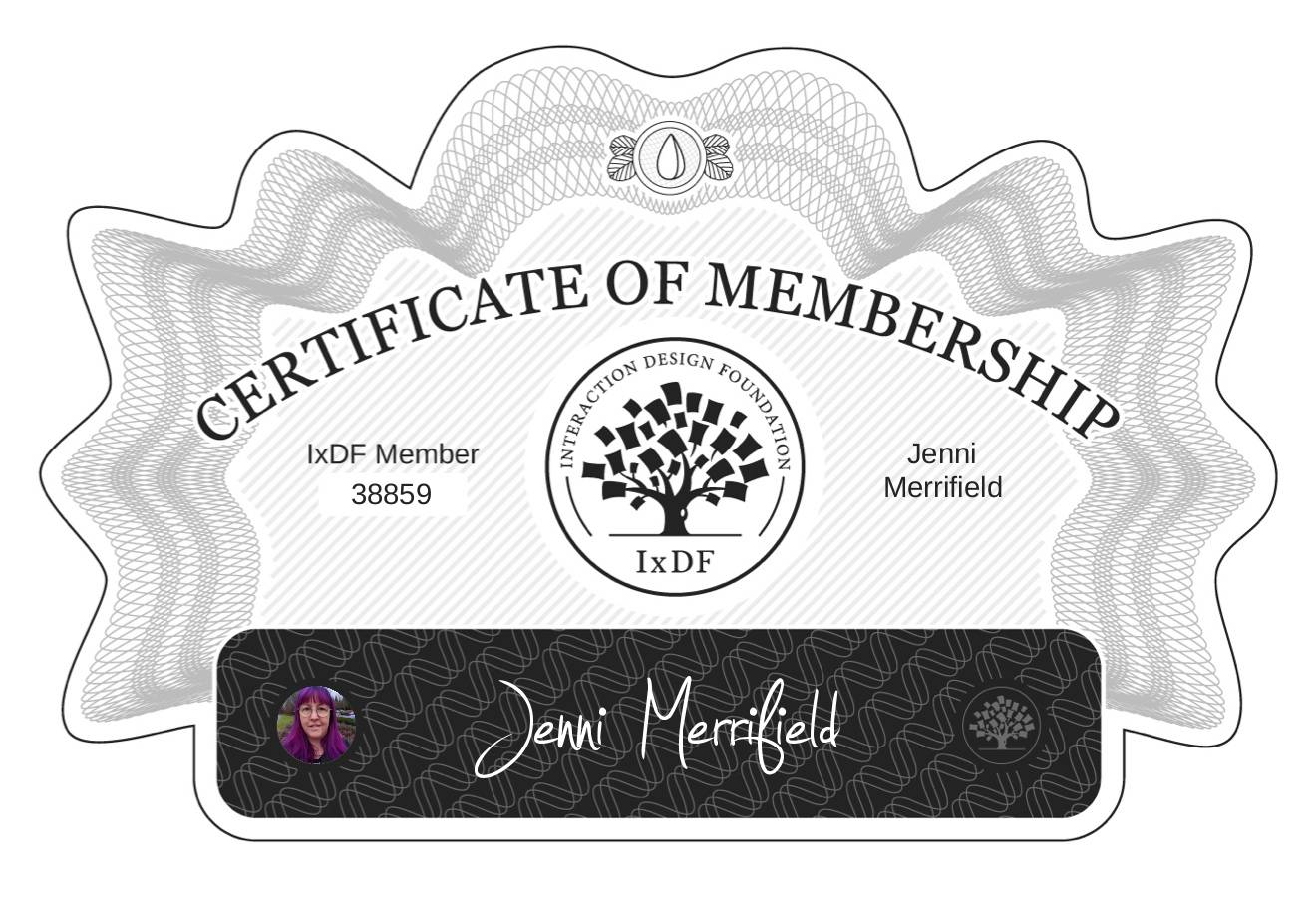 Certificate of Membership – Jenni Merrifield