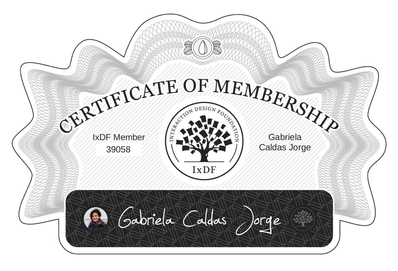 Certificate of Membership – Gabriela Caldas Jorge