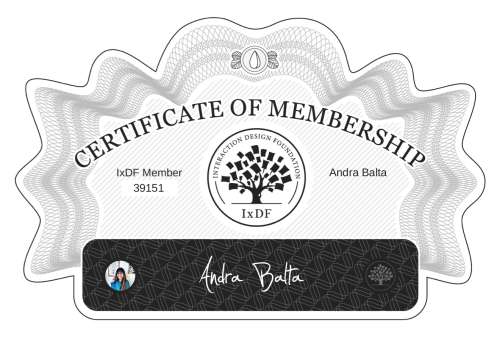 Certificate of Membership – Andra Balta