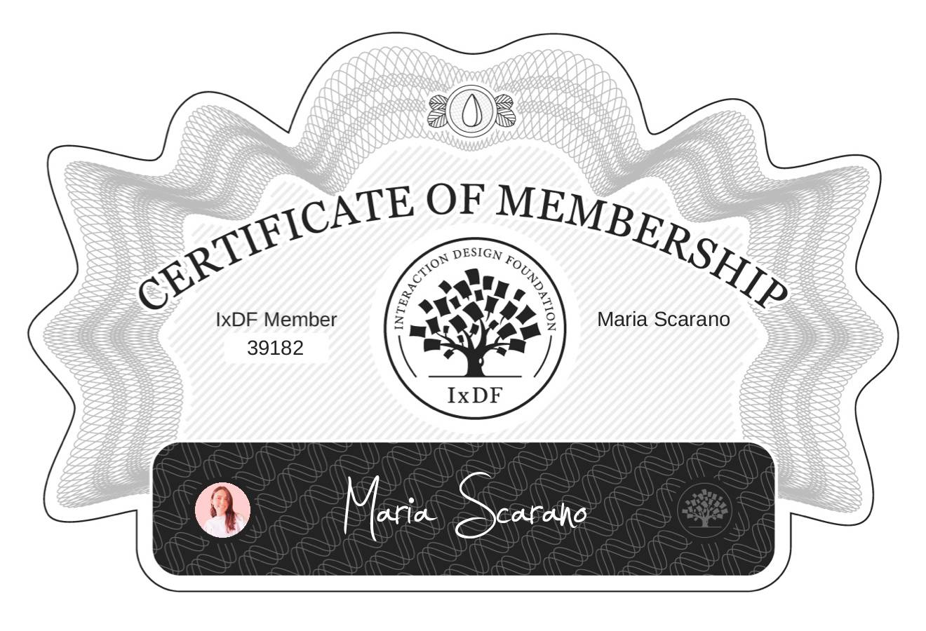 Certificate of Membership – María Scarano