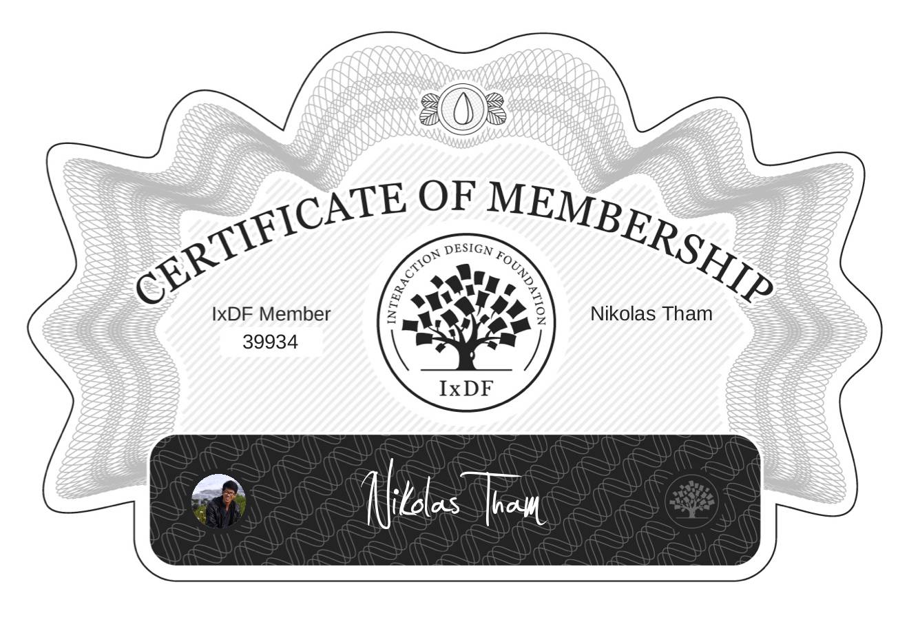 Certificate of Membership – Nikolas Tham