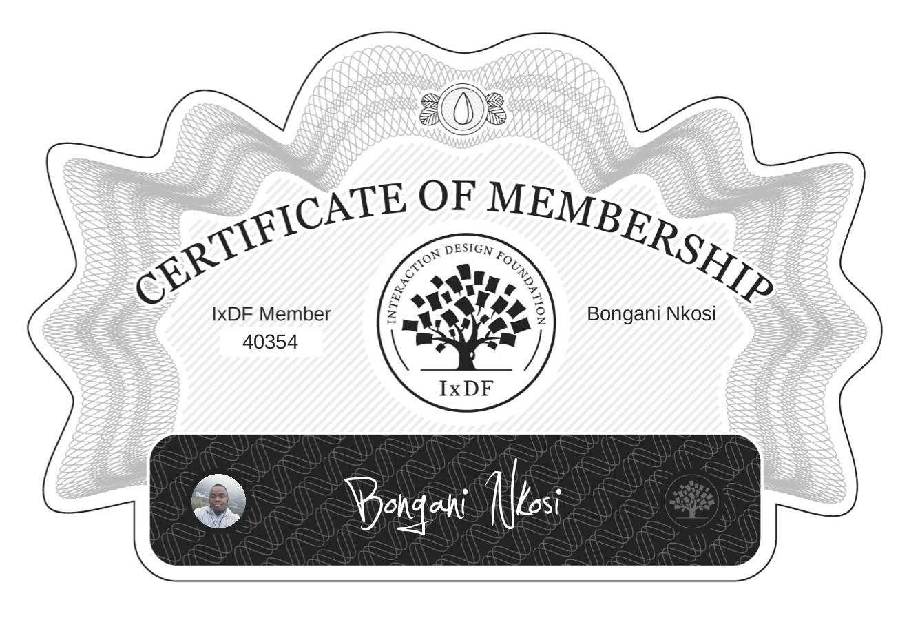 Certificate of Membership – Bongani Nkosi