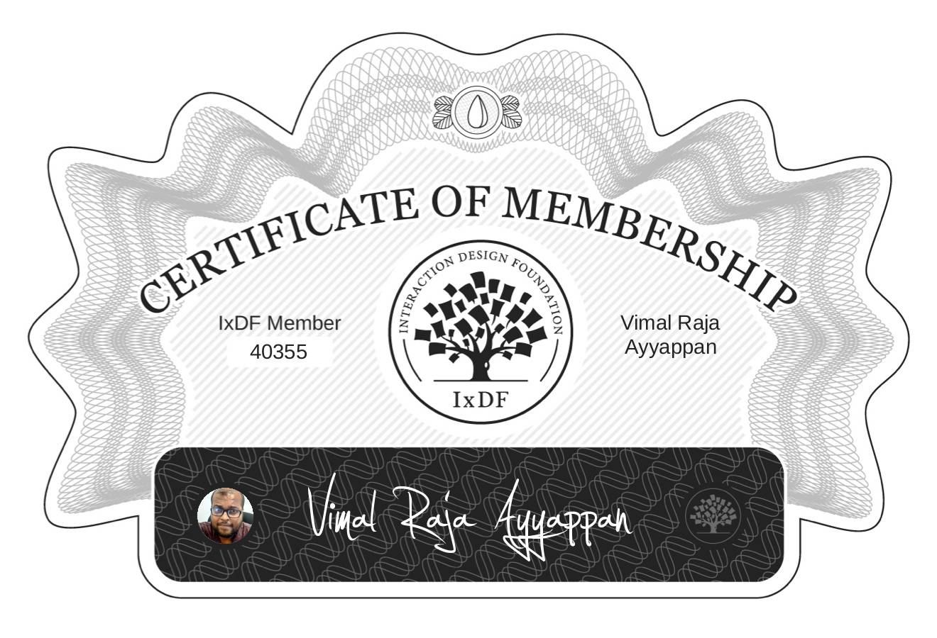 Certificate of Membership – Vimal Raja Ayyappan