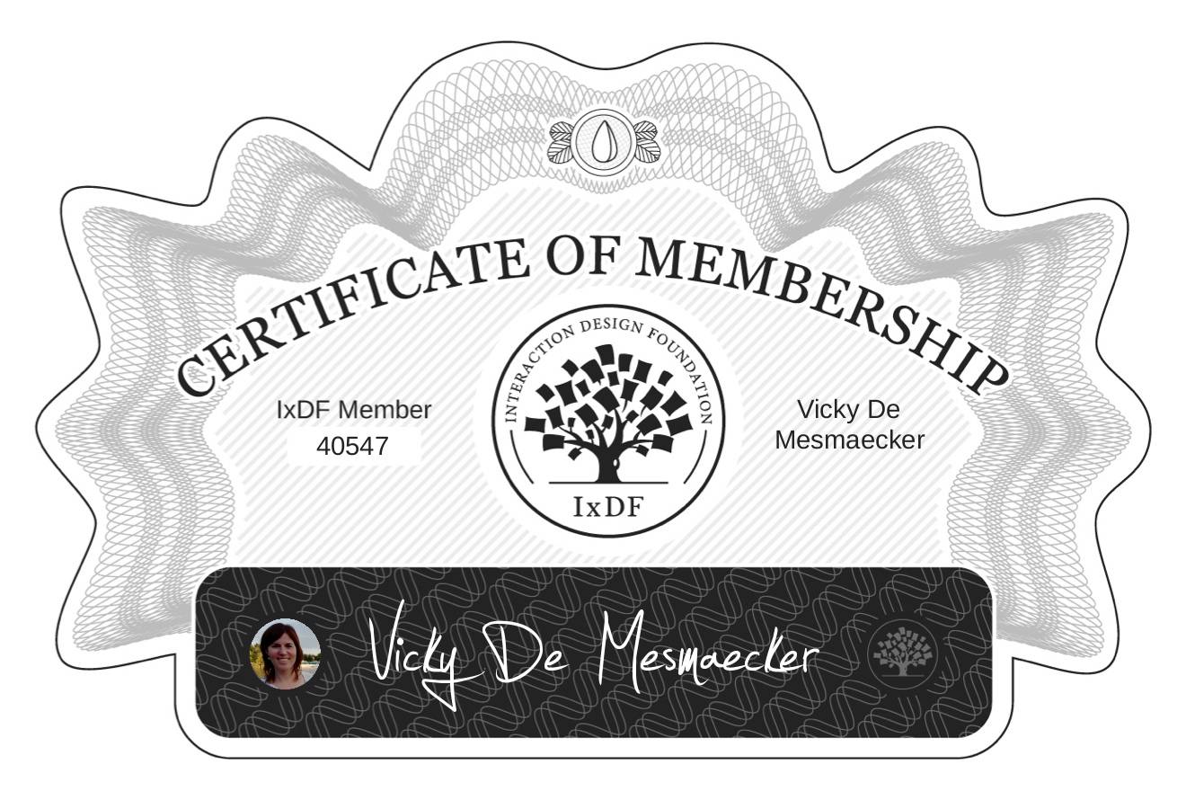 Certificate of Membership – Vicky De Mesmaecker