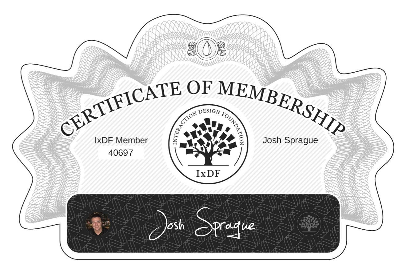 Certificate of Membership – Josh Sprague
