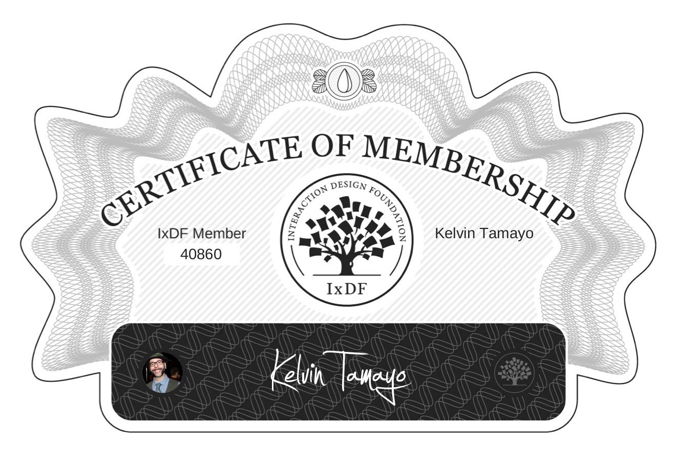 Certificate of Membership – Kelvin Tamayo