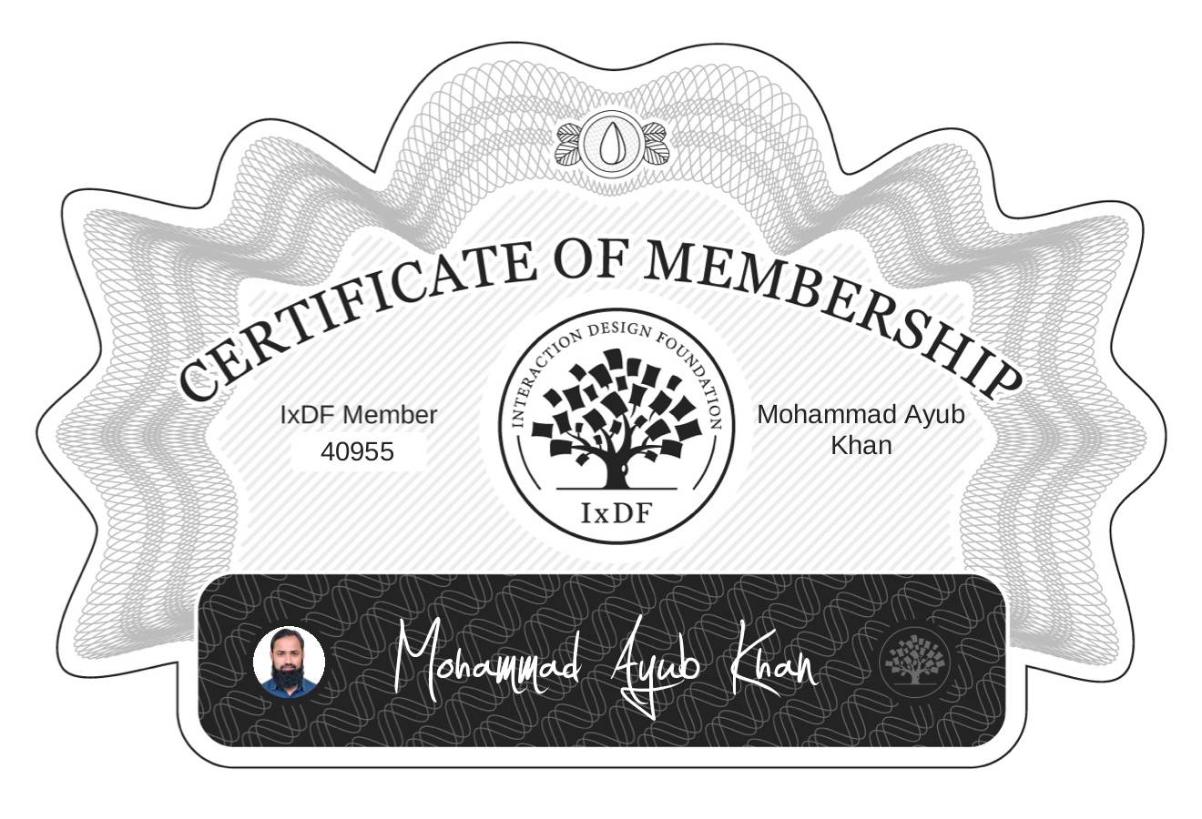 Certificate of Membership – Mohammad Ayub Khan