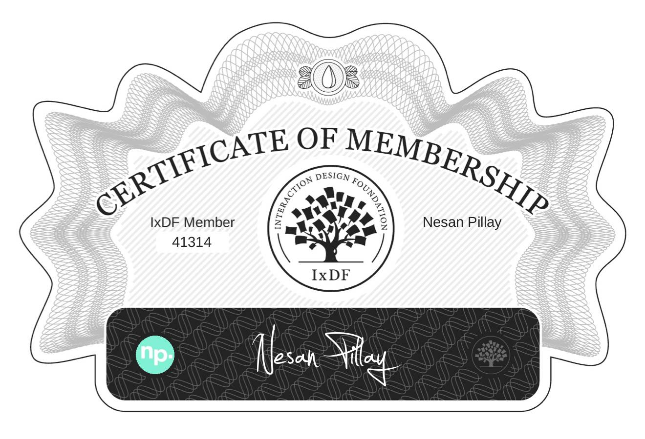 Certificate of Membership – Nesan Pillay